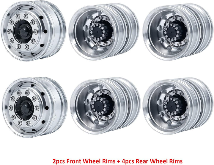 AXspeed 1/14 Vorderrad-Felgen-Set, 2 Vorderseite Radnaben und 4 Hinterräder Felgen für Amiya Tractor