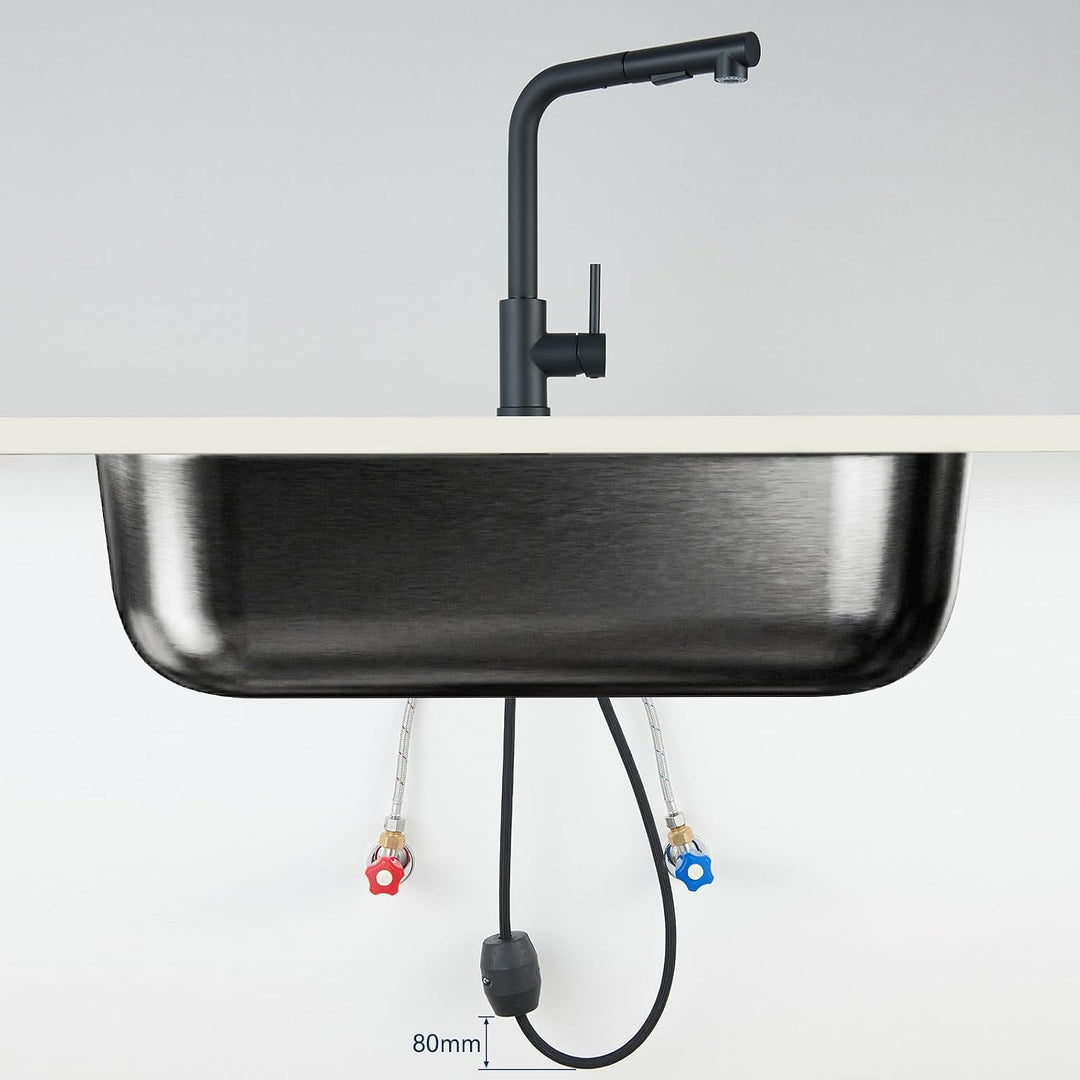 Wasserhahn Küche Schwarz, Küchenarmatur mit Brause Ausziehbar, Hochdruck Mischbatterie Küche Armatur