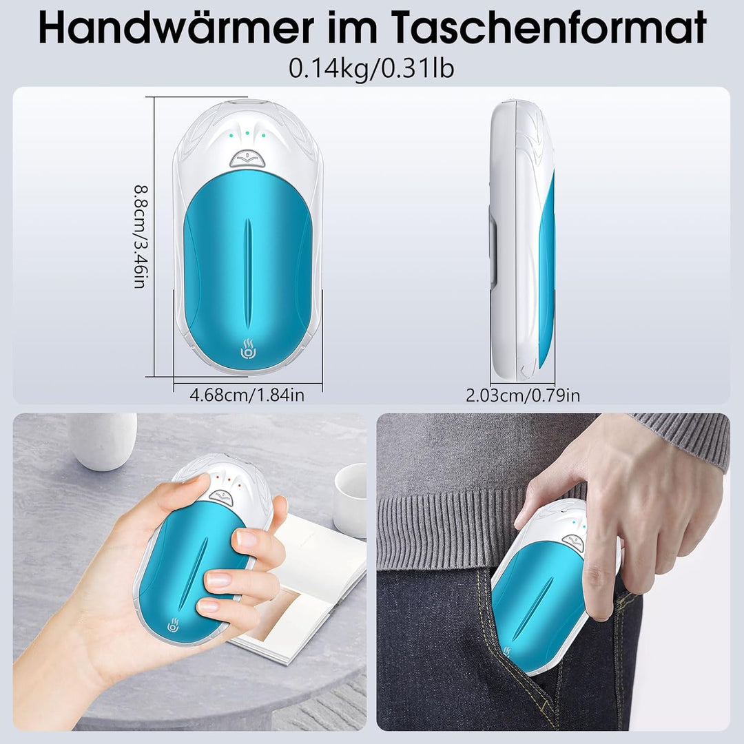 OUTJUT Handwärmer Elektrisch, 2er-Pack 6000mAh Handwärmer Wiederaufladbar, Tragbare Taschenwärmer US