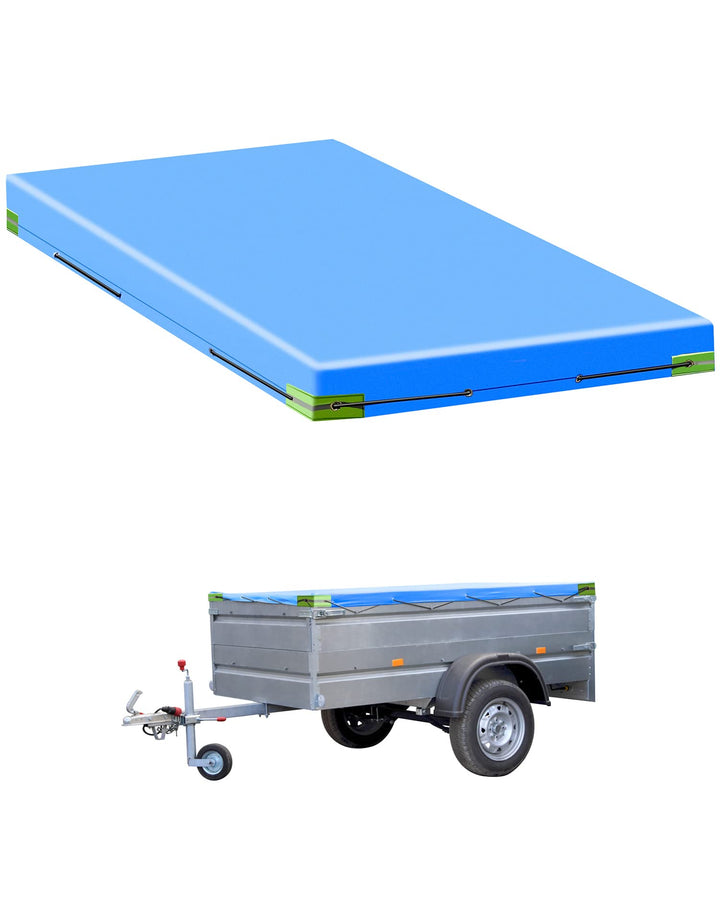 QWORK® Anhänger Flachplane mit Planenseil - 209x115x10 cm - Verstärktes 420D PVC Material - PKW Häng