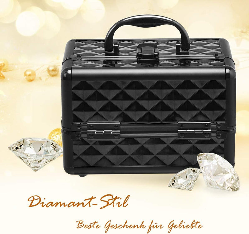 COSTWAY Beauty Case Schminkkoffer Kosmetikkoffer, Schmuckkoffer 23 x 15 x 18cm, Friseurkoffer mit Sp