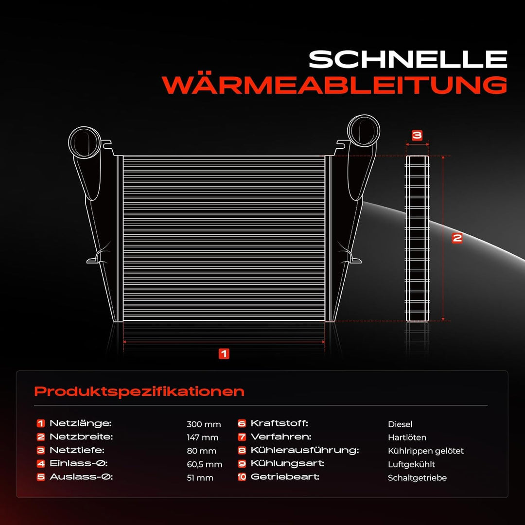 Frankberg Ladeluftkühler Turbokühler Kompatibel mit C8 EA EB 2006-2014 Scudo 272 270 2010-2016 807 E