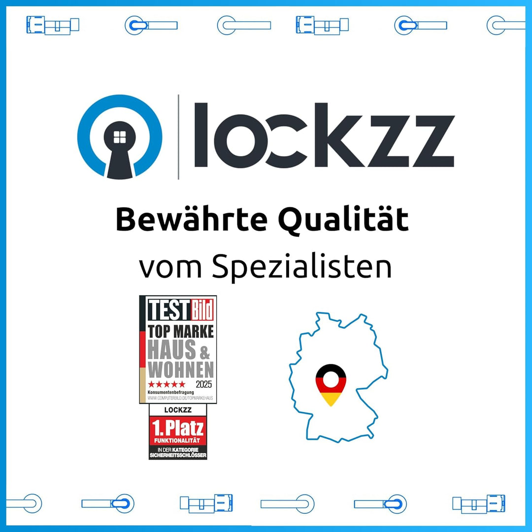 lockzz Türgriff Drückergarnitur Würzburg-II, Edelstahl schwarz matt, Türbeschlag für Zimmertüren, Ru