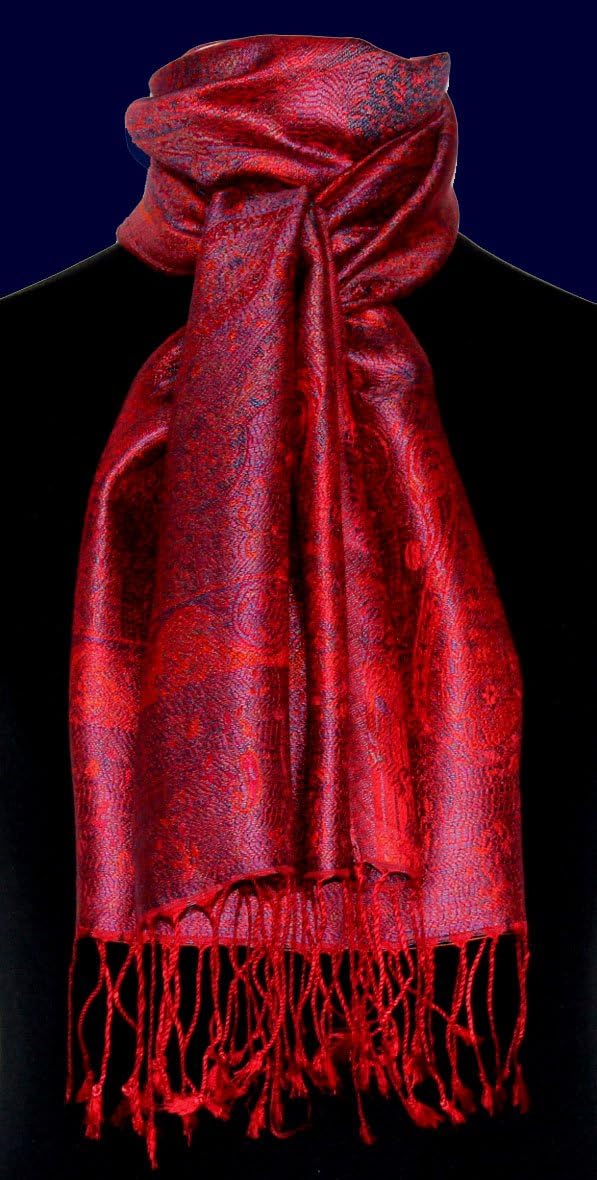 Lorenzo Cana - Herren Seidenschal Schal 100% Seide jacquard gewebt harmonische rot Farben mit Franse