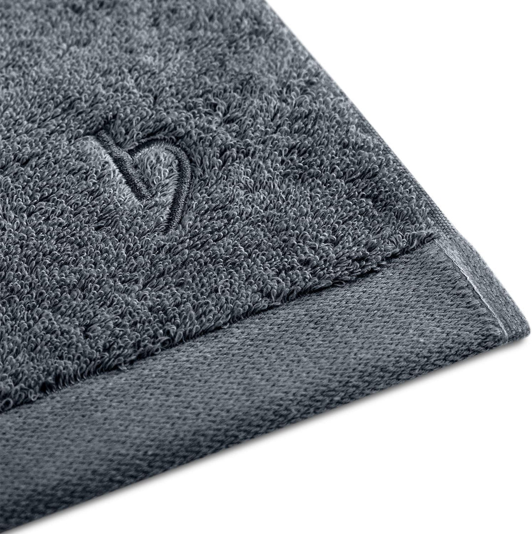 herzbach home Premium Handtücher 50 x 100 cm 2er-Set (Anthrazit) – Hochwertige, weiche &amp; saugstarke