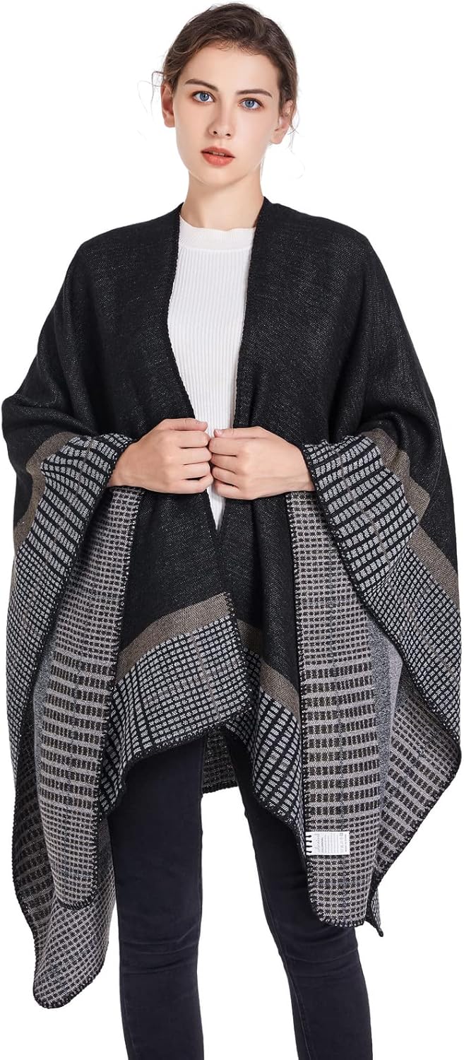 colornival Poncho Damen Winter Warm Elegant Poncho Decke Poncho Cape Strick Poncho Mantel Winter Pon