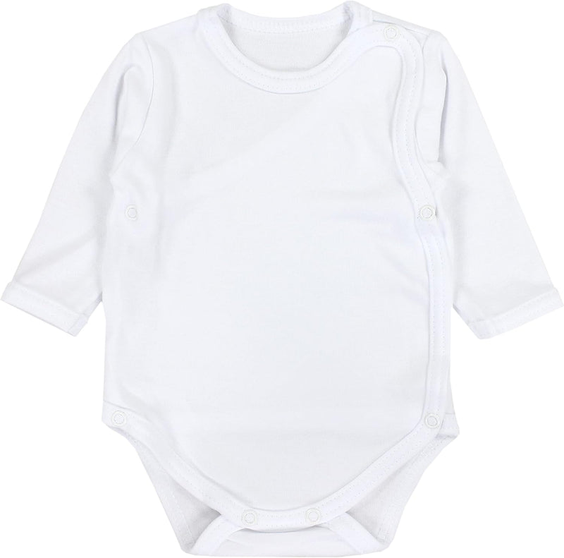 TupTam Baby Unisex Langarm Wickelbody Print/Uni 5er Pack 50 Weiss, 50 Weiss