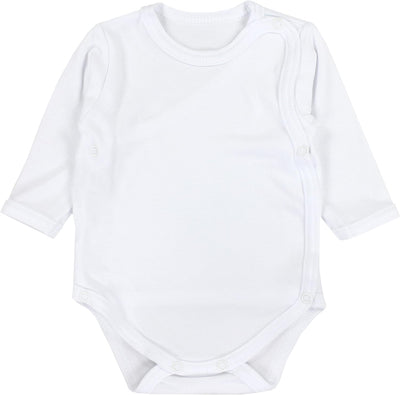 TupTam Baby Unisex Langarm Wickelbody Print/Uni 5er Pack 56 Weiss, 56 Weiss