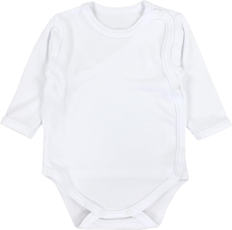 TupTam Baby Unisex Langarm Wickelbody Print/Uni 5er Pack 56 Weiss, 56 Weiss