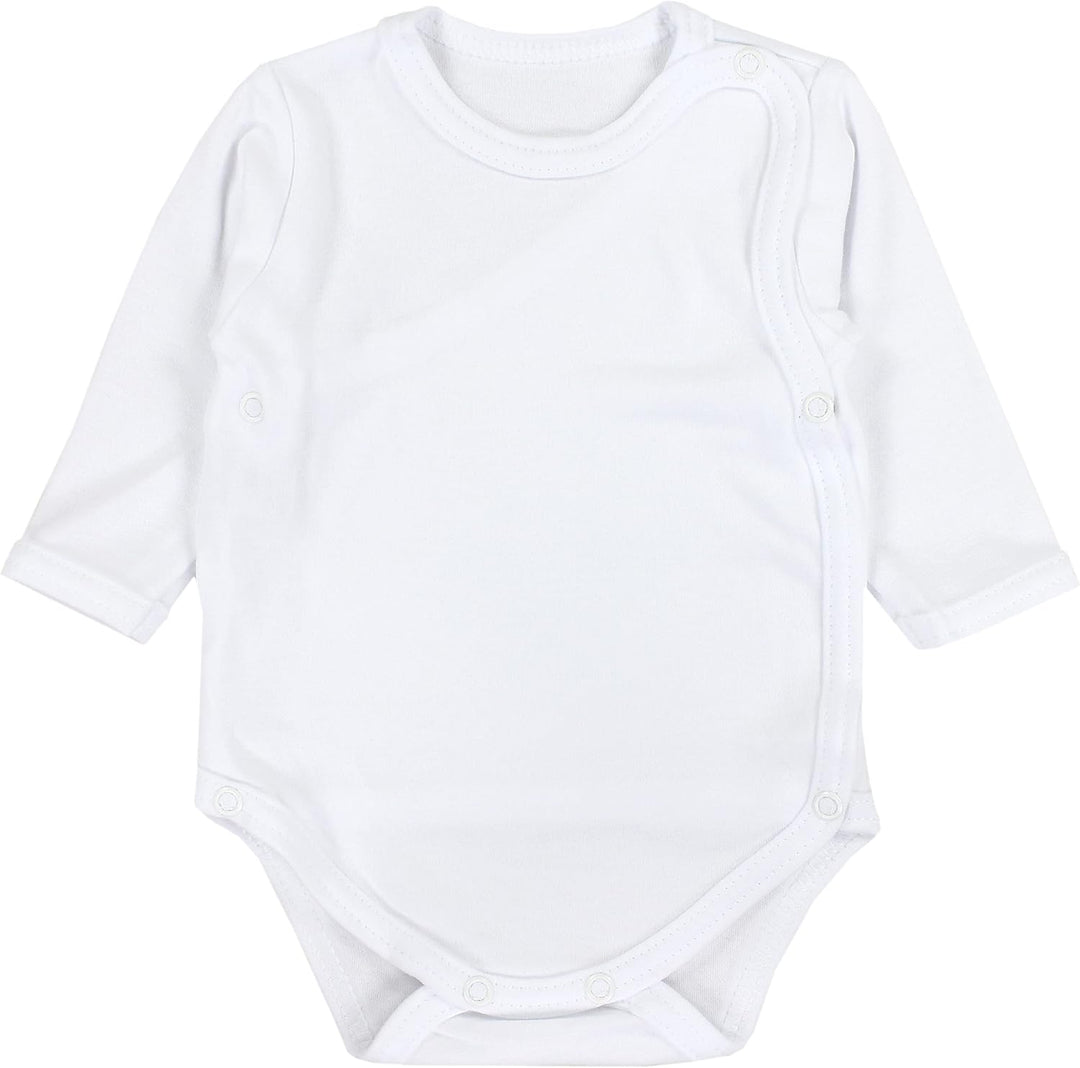 TupTam Baby Unisex Langarm Wickelbody Print/Uni 5er Pack 56 Weiss, 56 Weiss