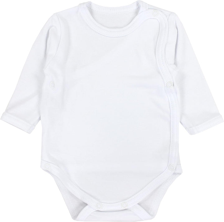 TupTam Baby Unisex Langarm Wickelbody Print/Uni 5er Pack 56 Weiss, 56 Weiss