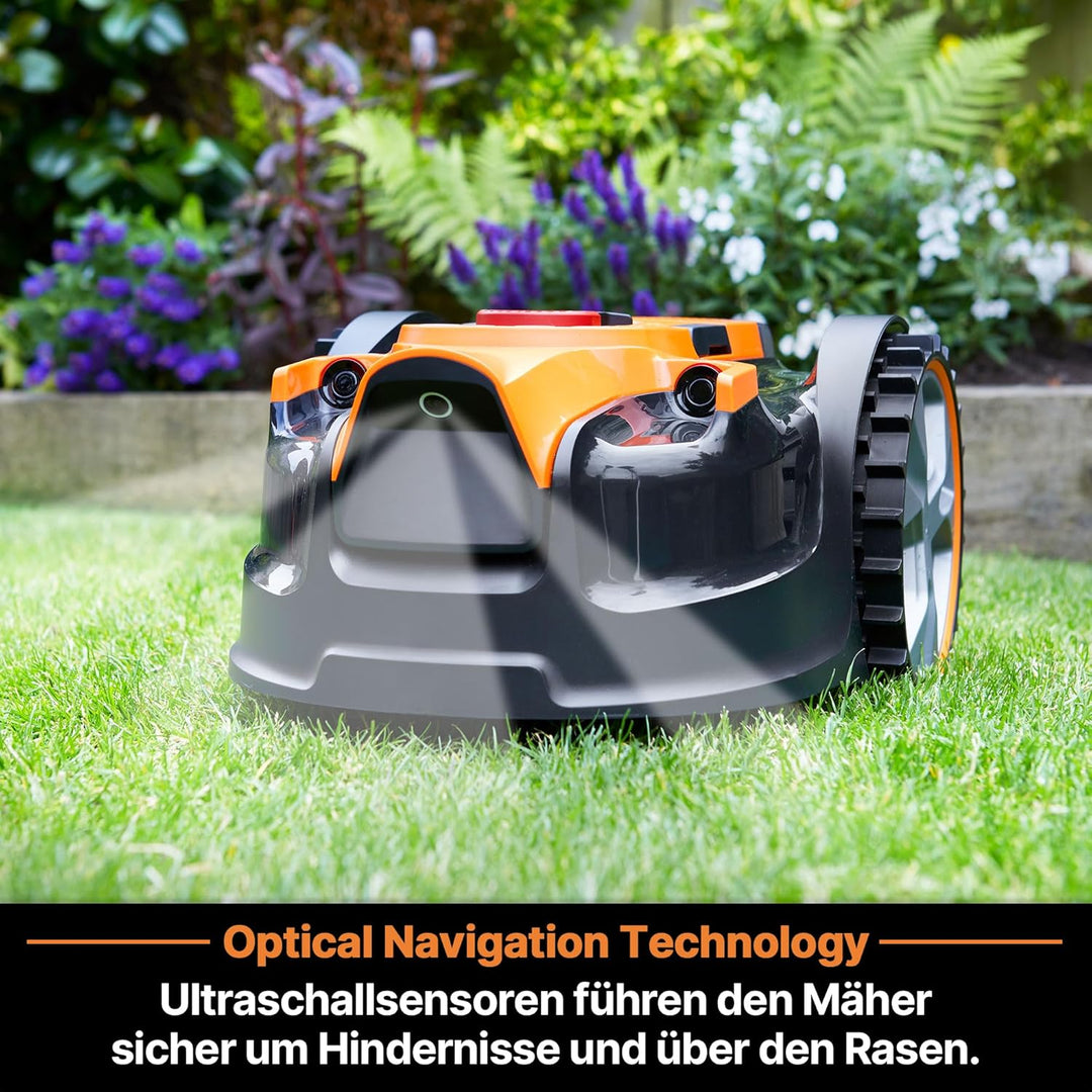 LawnMaster OcuMow™ Roboter-Rasenmäher mit kabellosem 24V MAX 10-Zoll-Gras-Trimmer-Kombi-Set, optisch