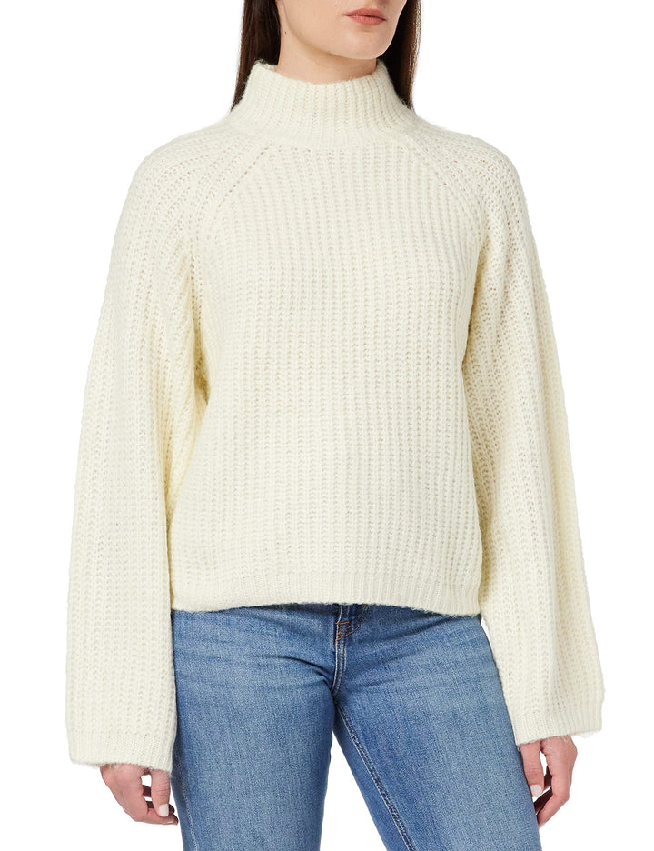 PIECES Long Sleeve high Neck Knit XS Cloud Dancer, XS Cloud Dancer