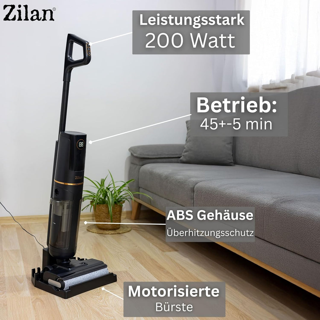 Zilan Akku Nass-Trockensauger mit Wischfunktion – Kabelloser Wischsauger & Staubsauger, Nass-Trocken
