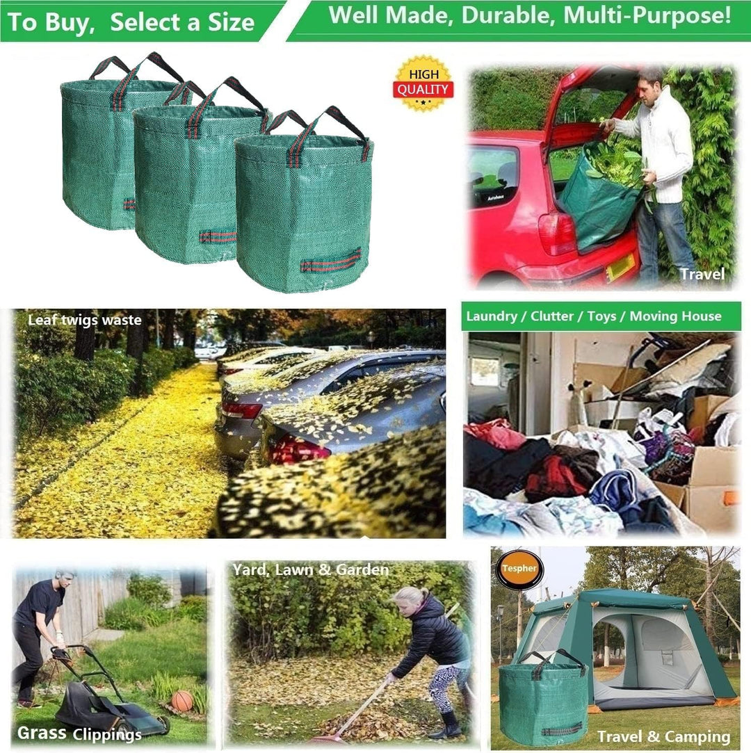 3er Set Gartensack -272L Gartenabfallsack mit extra verstärktem Boden -Heavy Duty Gartenarbeit Säcke
