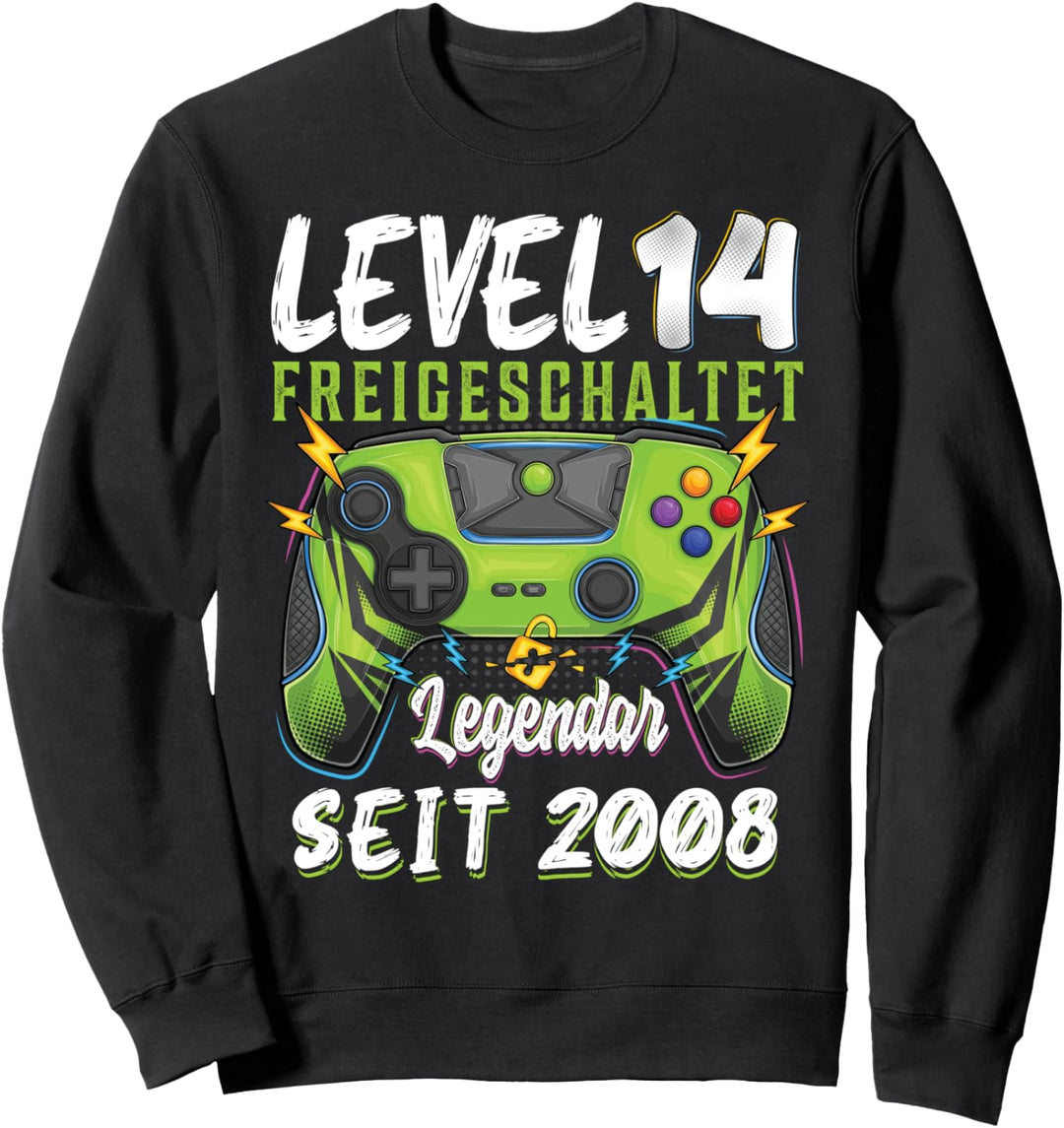 14 Jahre Level 14 Freigeschaltet Legendar Seit 2008 Kinder Sweatshirt