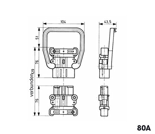 Intratec Batterieladestecker Stecker – Batterie-Stecker für Gabelstabler, Kehrmaschinen etc., DC-Ste