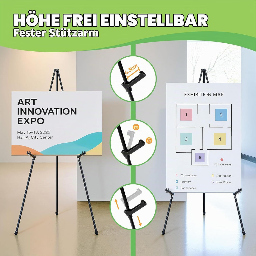 Staffelei Verstellbare - 168 cm Höhe Metall Poster Stativ, Zusammenklappbar für Kunstdisplays, Skizz