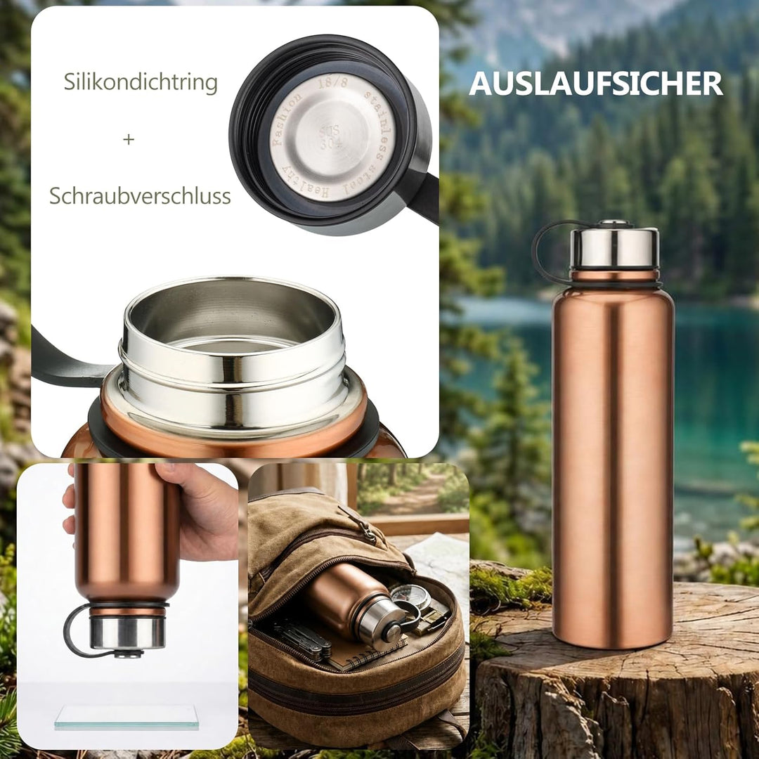 YYW 1.5 Liter Edelstahl Thermo Trinkflasche, Vakuum Isolierte Edelstahl Thermosflasche Auslaufsicher