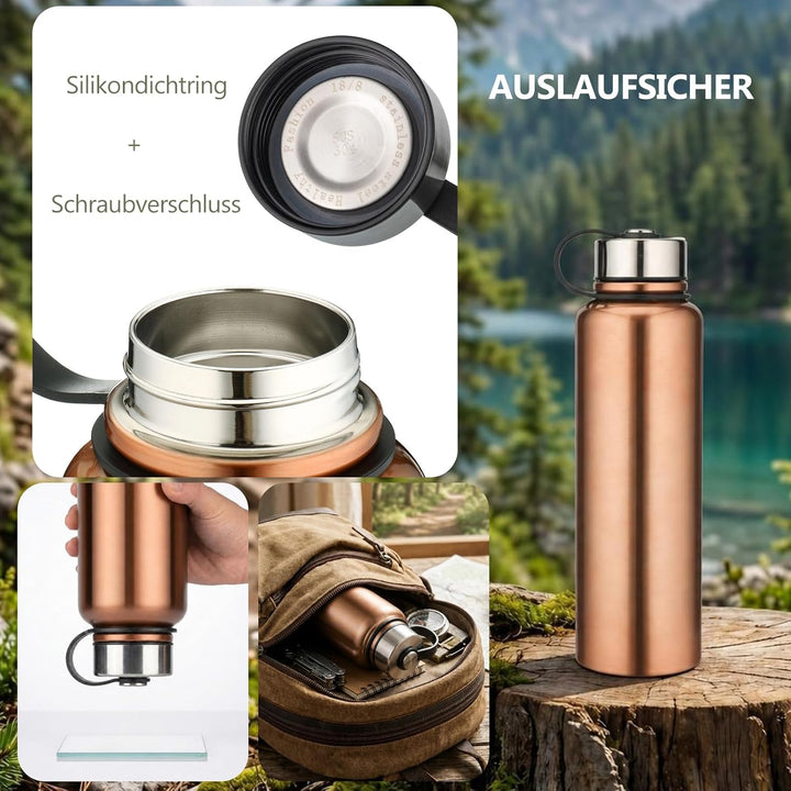 YYW 1.5 Liter Edelstahl Thermo Trinkflasche, Vakuum Isolierte Edelstahl Thermosflasche Auslaufsicher