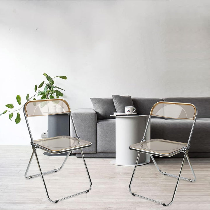 Esszimmerstühle 1er Set, Klappstuhl Stapelbarer, Acryl-Klappstühle, Küchenstuhl Mit Metallgestell, E
