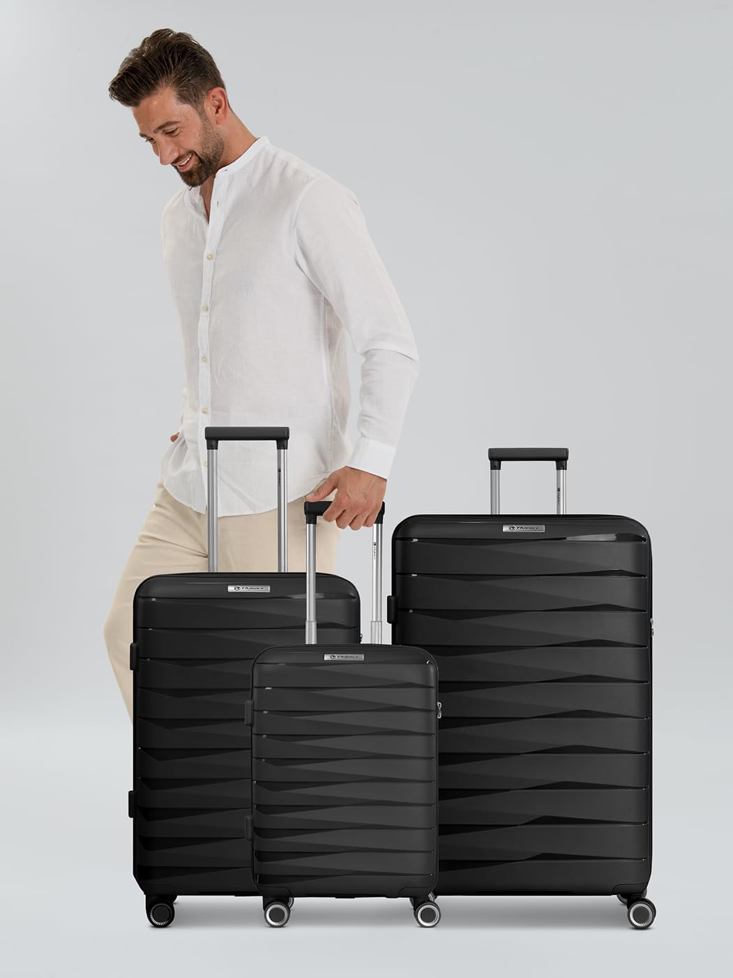 Franky Koffer-Set 3-teilig für Damen und Herren | Reise-Trolleys 49 x 28 x 74 cm aus hochwertigem, l