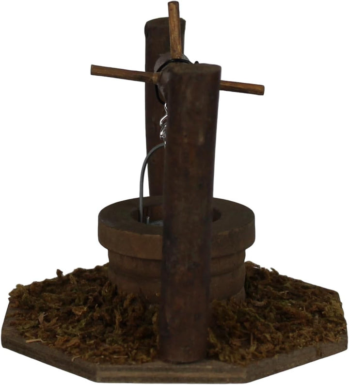 | ZICOM Krippenzubehör Brunnen 9x9x8,5cm Holz, Metall – Handgefertigter Miniatur-Brunnen für Krippen