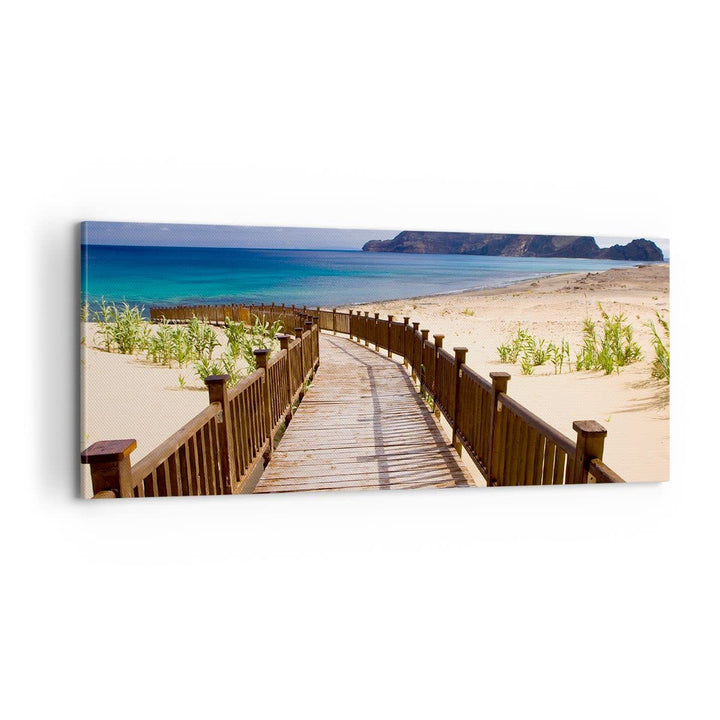 Panorama Bilder auf Leinwand 100x40cm Leinwandbild Ozean Strand Sand Ufer Gross Wanddeko Bild Schlaf