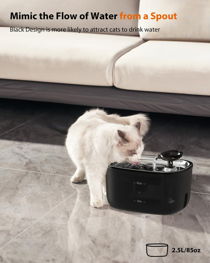 Katzenbrunnen,Super Leise Stouchi Edelstahl Trinkbrunnen für Katzen 2.5L Trinkbrunnen für Katze,LED