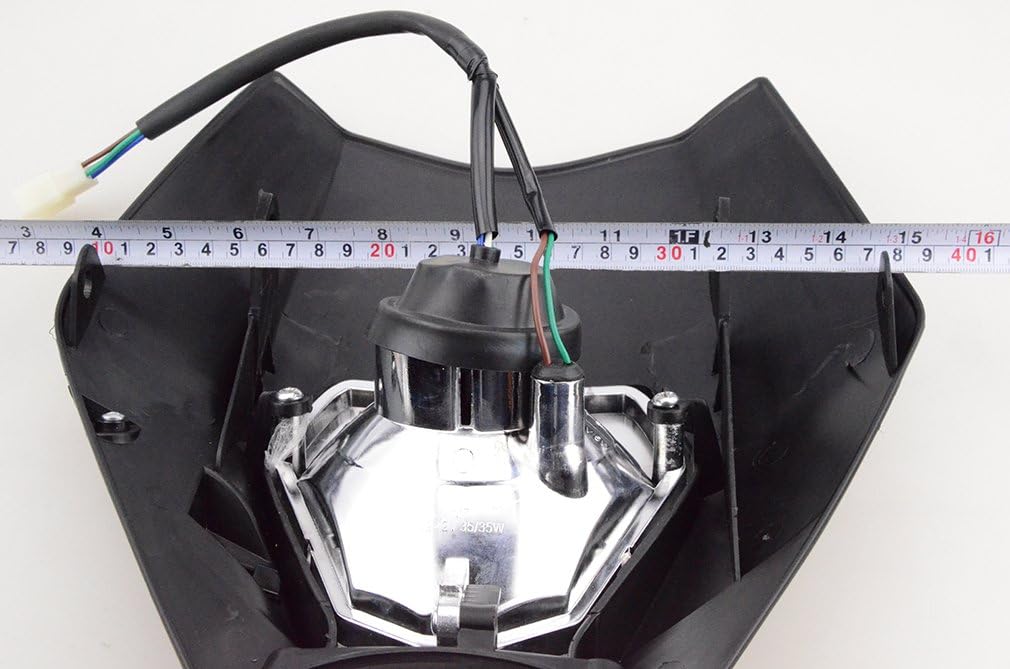 GOOFIT schwarz 12V 35W Scheinwerfer Frontscheinwerfer Lichtmaske mit Front Verkleidung Ersatz für Mo