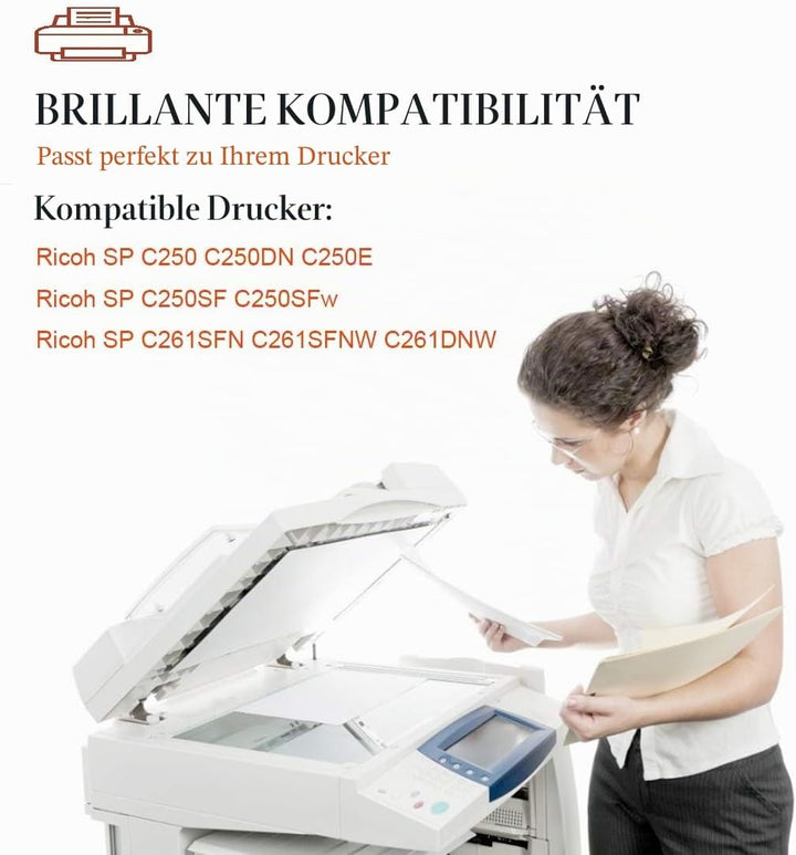 ASEKER Kompatibler Tonerkartusche für Ricoh SP C250 C250DN C250E C250SF C250SFw C261SFN C261SFNW C26