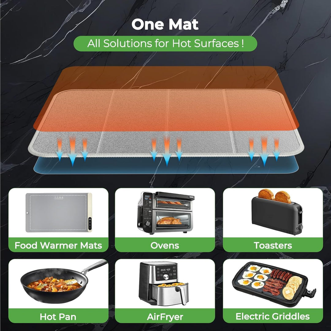 FYY Heat-Resistant Mat for Food Warming Mats - 23×15.4 inch Tables Protected, Up to 50% Temperature