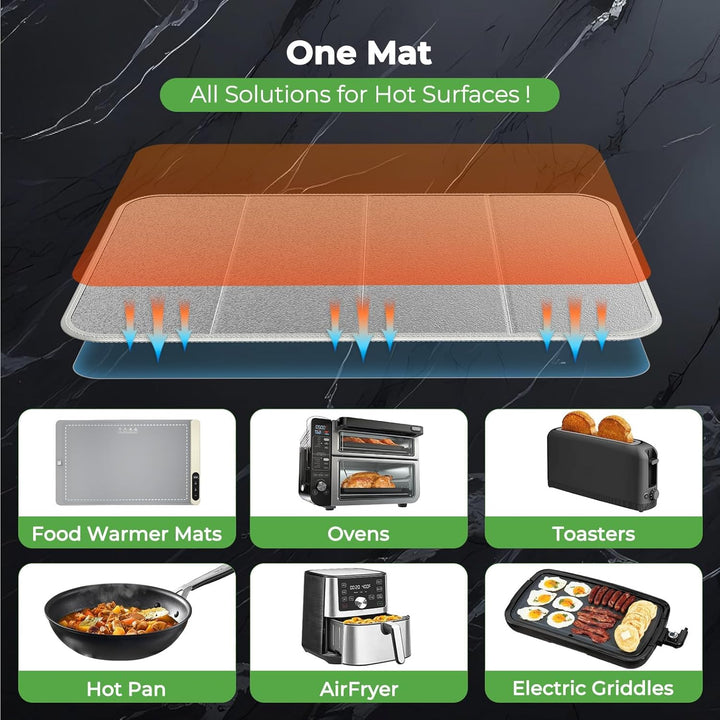 FYY Heat-Resistant Mat for Food Warming Mats - 23×15.4 inch Tables Protected, Up to 50% Temperature