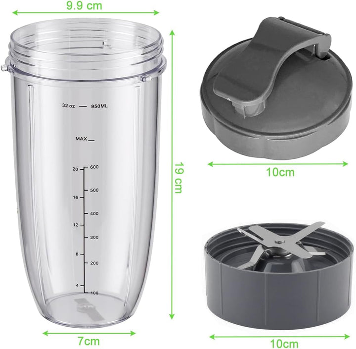 Ersatzteile Zubehör für nutribullet Elektrischer Mixer - 950ml Becher & Extraktor Klinge mit Flip-To