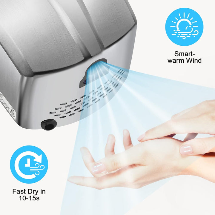 QL Elektrische Händetrockner Automatische mit Hoher Geschwindigkeit,HEPA-Filter,Edelstahl,Wandmontag