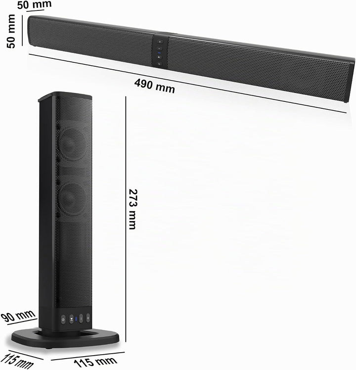 XORO 2in1-Bluetooth-Soundbar HSB 55 mit 4x5 Watt Leistung, kompaktes Design, als Separate Stereo-Lau
