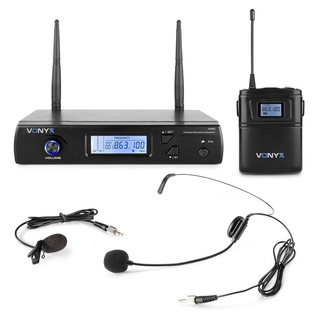 Vonyx WM61B BodyPack mit Headset und Empfänger - 16 UHF-Kanäle