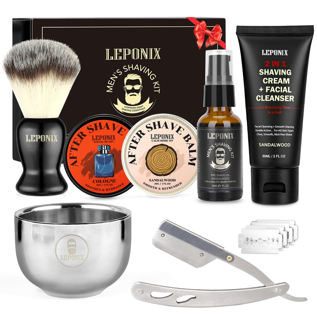 Rasierset für Männer, Aftershave-Geschenkset für Männer, mit Sandelholz-Rasiercreme, Aftershave-Bals