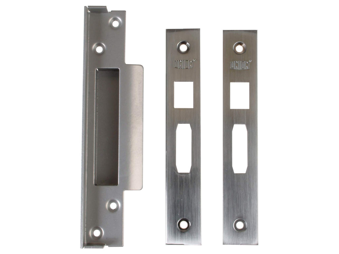 Union Locks Strongbolt 2200 Einsteckschloss Vorreiberschloss FalztüRen-Set, 13 mm, satiniertes Chrom