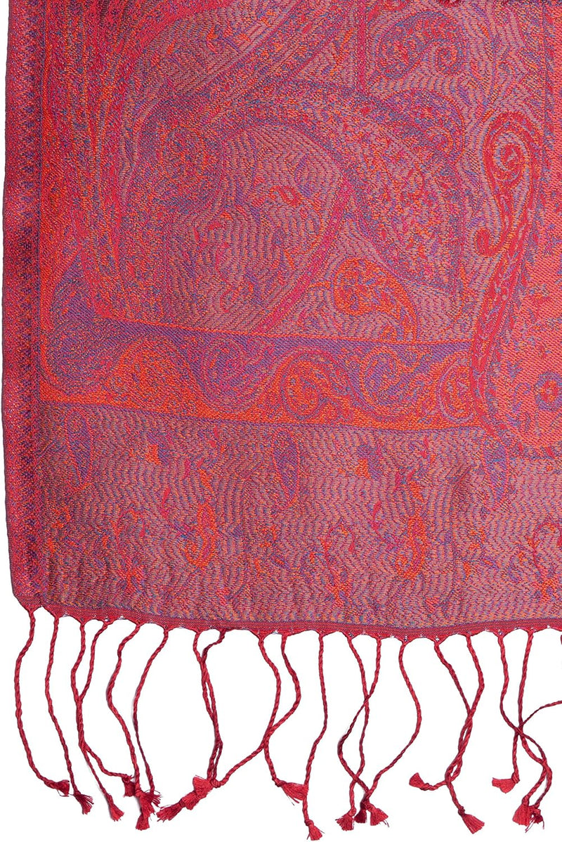 ufash Pashmina 100% Seidenschal aus Indien für Damen & Herren, Paisley Muster, 160 x 35 cm - Schal a