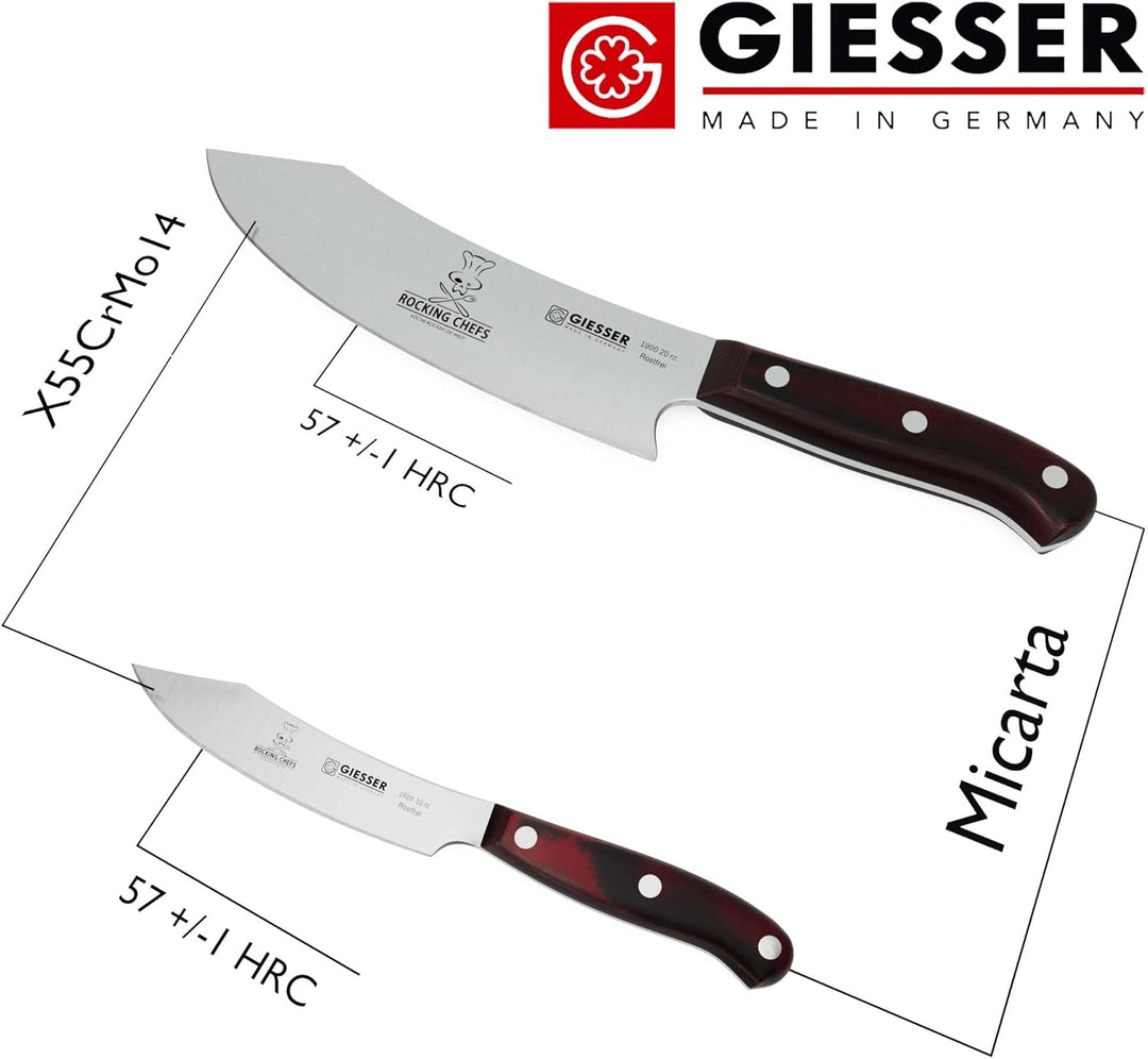 Giesser seit 1776 - Made in Germany - PremiumCut, Rocking Chef, Messerset 2 teilig, Kochmesser 20 cm