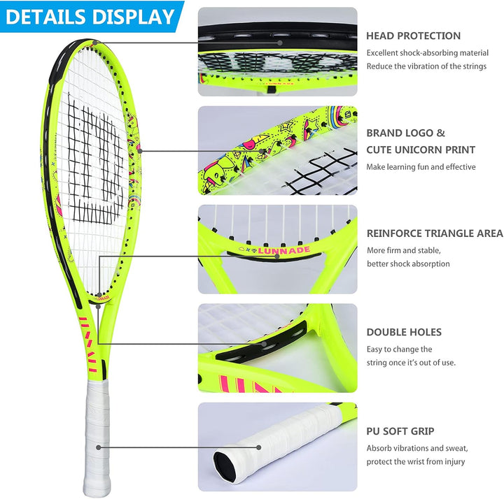 Tennisschläger für Kinder Junior, 19/21/23/25 Zoll Jugend Tennisschläger mit Abdeckung, geeignet für
