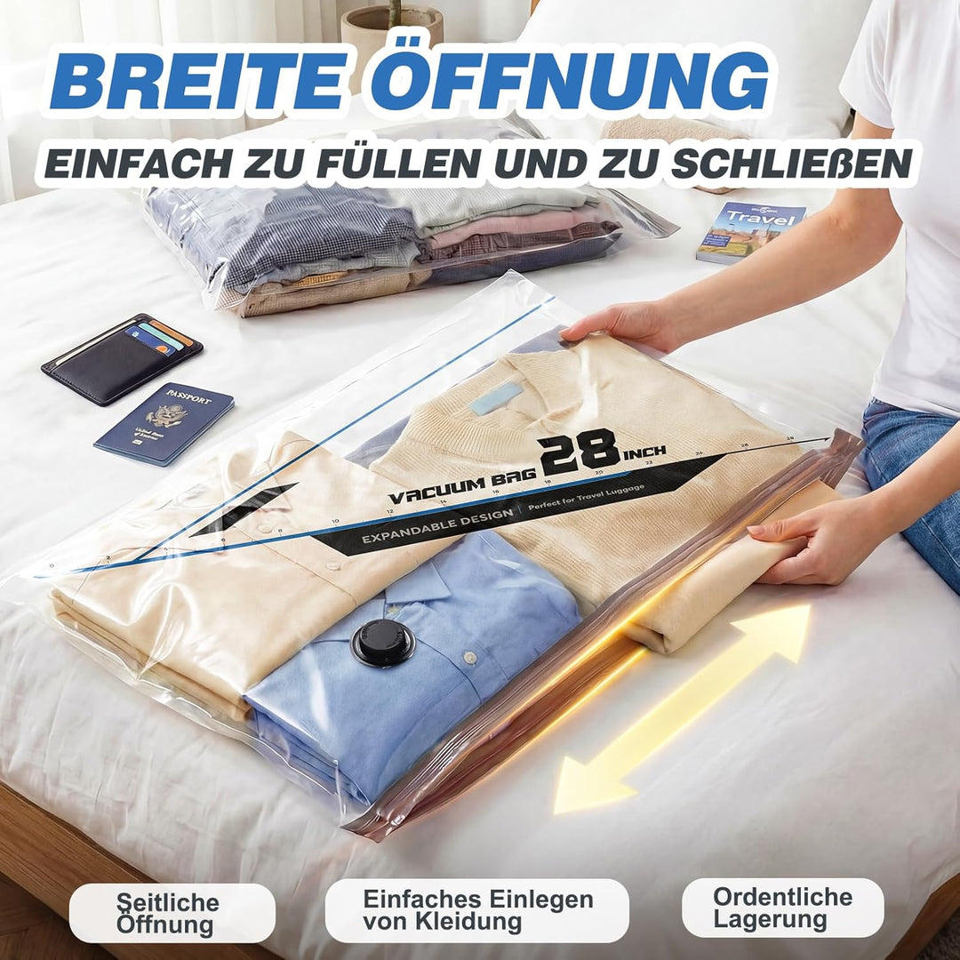 Vakuumbeutel für Kleidung Reise, Vakumierergerät Beutel Kleidung, Vacuum Bags, Vakuumbeutel mit kabe