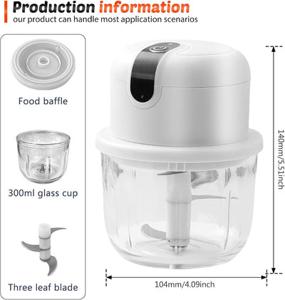 300ML Zerkleinerer Küche Elektrisch, Zwiebelschneider, Usb Zwiebelschneider Elektrisch, Zwiebelhacke