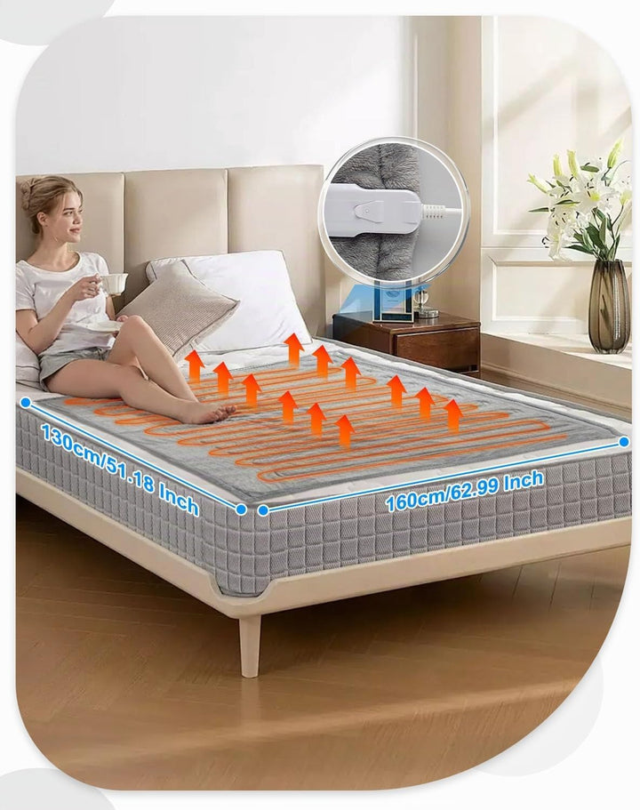 Heizdecke Elektrisch 180x130 cm, Flauschige Wärmedecke mit Abschaltautomatik &amp; 6 Timer, 6 Heizstufen
