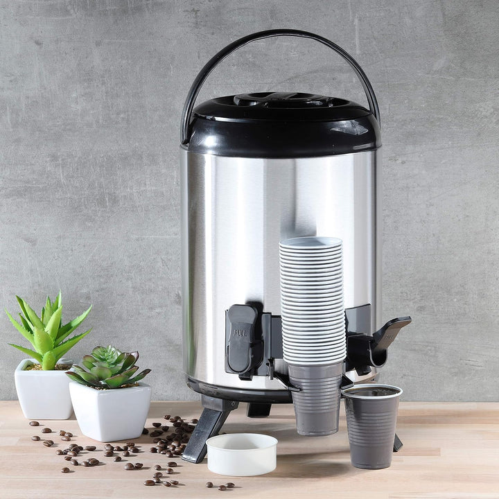 HI Warmhalte-Airpot Thermo Behälter mit Zapfhahn - 9 Liter Thermoskanne mit Hahn, Edelstahl Kaffeeka