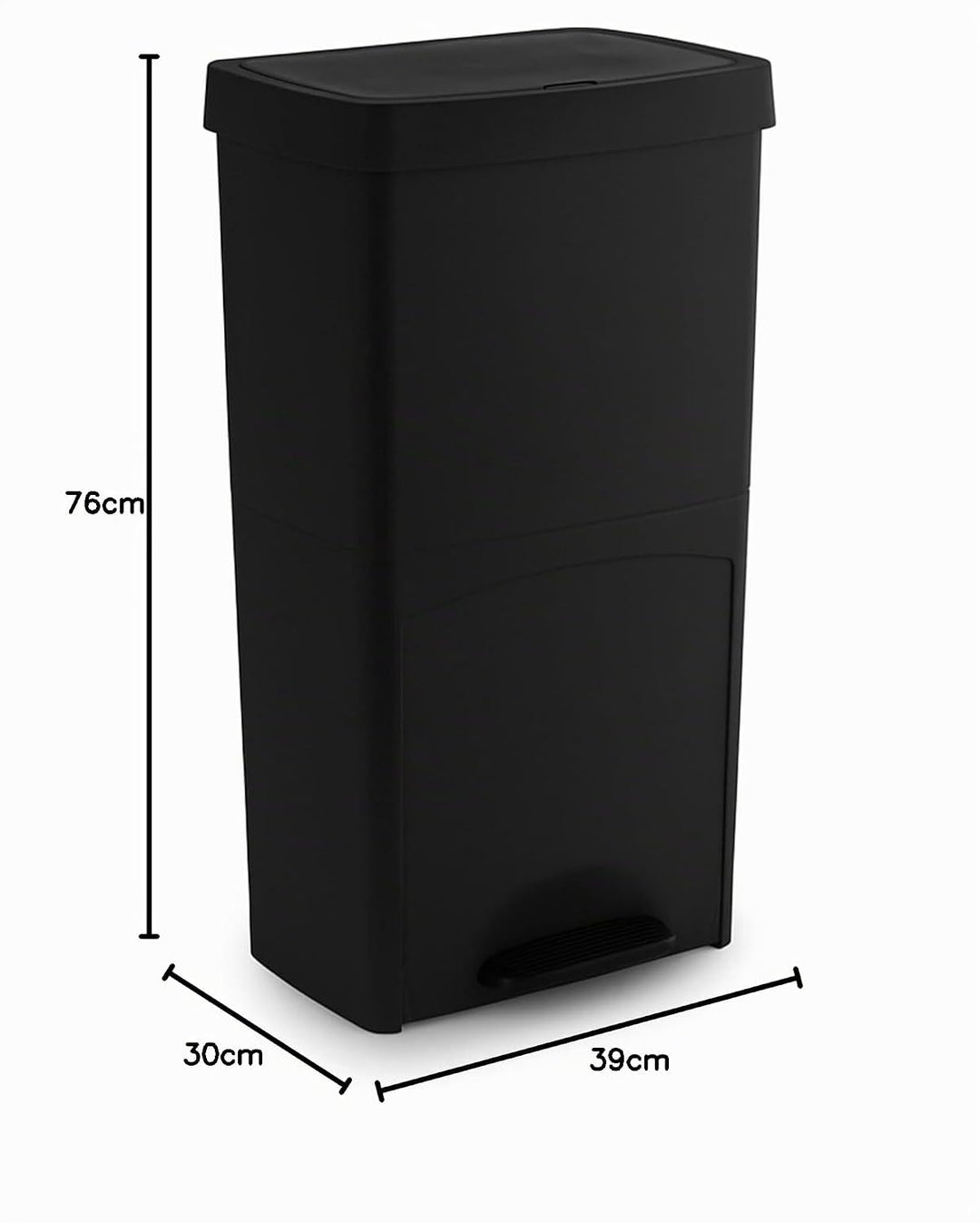 SP Berner – Recycling-Abfalleimer 70 l mit Pedal – 3 Fächer (30 l + 10 l + 30 l) – Ideal für Küche,