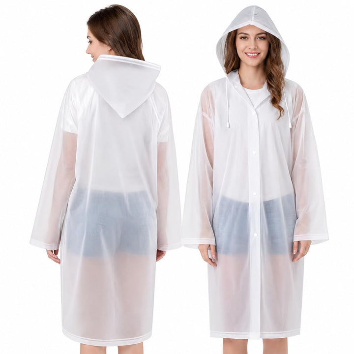 2 Stück Regenponcho Regencape Wiederverwendbar Regenmantel mit Kaputze Wasserdicht Transparent Regen