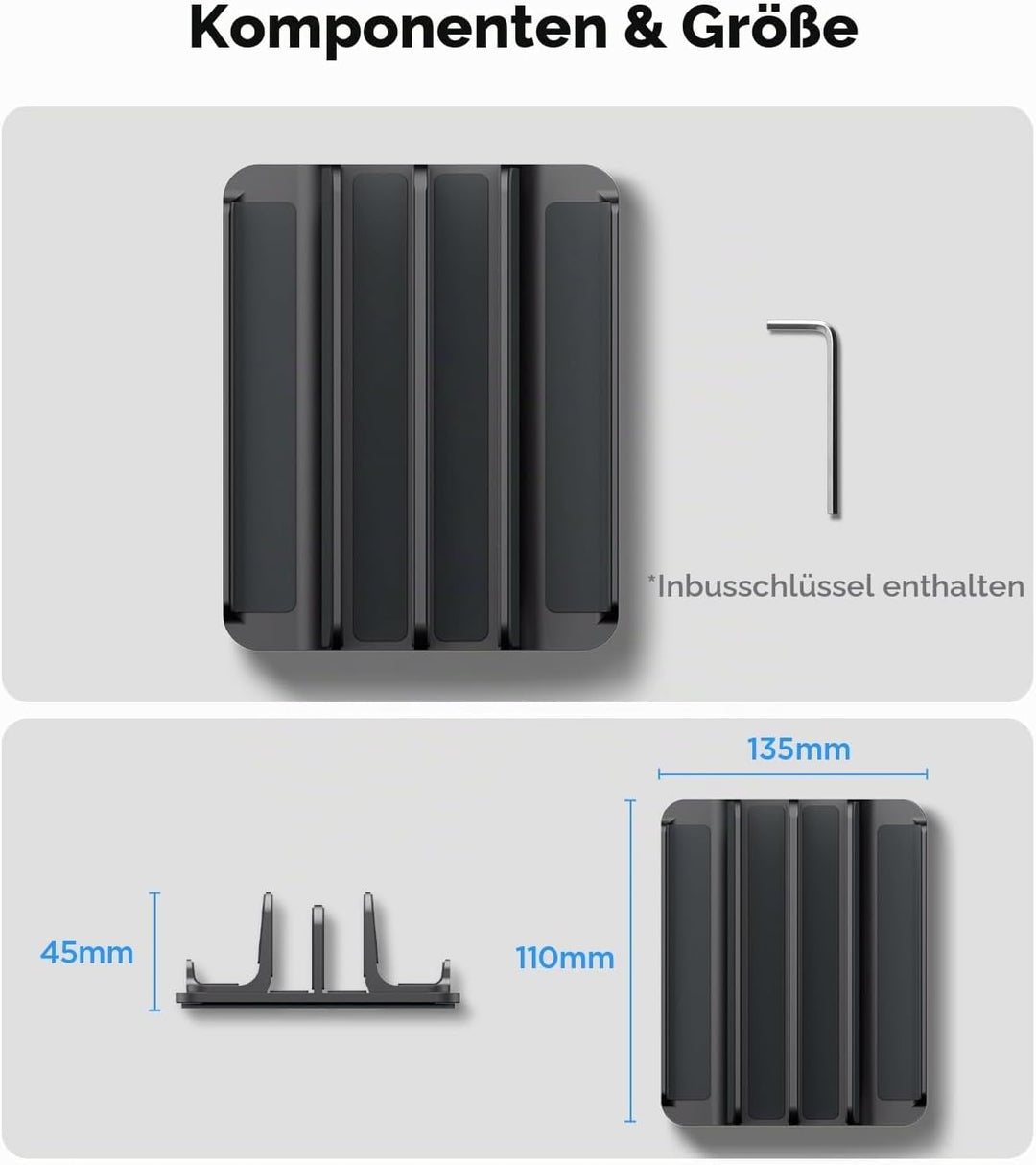 Spigen Vertikaler Laptop-Ständer – 4-in-1 Schreibtisch-Organizer mit verstellbaren Slots (14–22 mm),