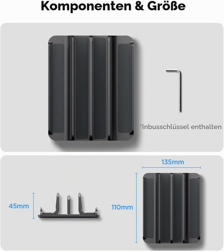 Spigen Vertikaler Laptop-Ständer – 4-in-1 Schreibtisch-Organizer mit verstellbaren Slots (14–22 mm),